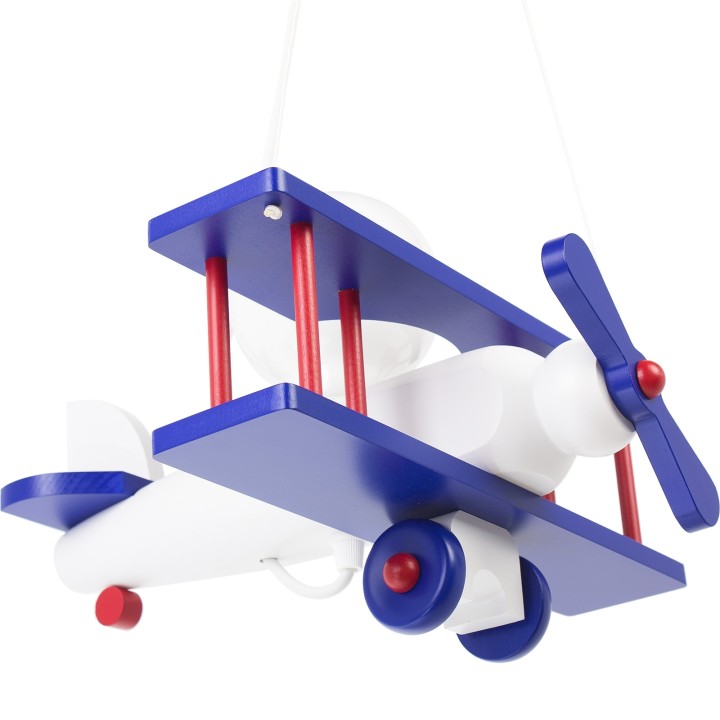 Kleine Pendelleuchte Flugzeug – weiß/blau