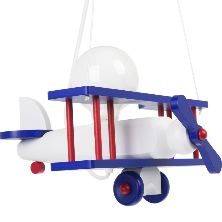 Kleine Pendelleuchte Flugzeug – weiß/blau