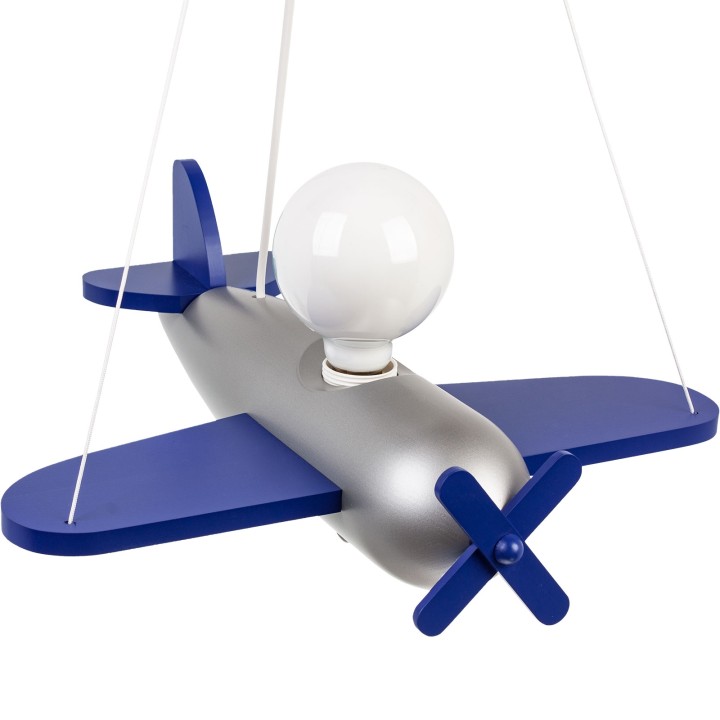 Pendelleuchte Flugzeug - silber/marineblau