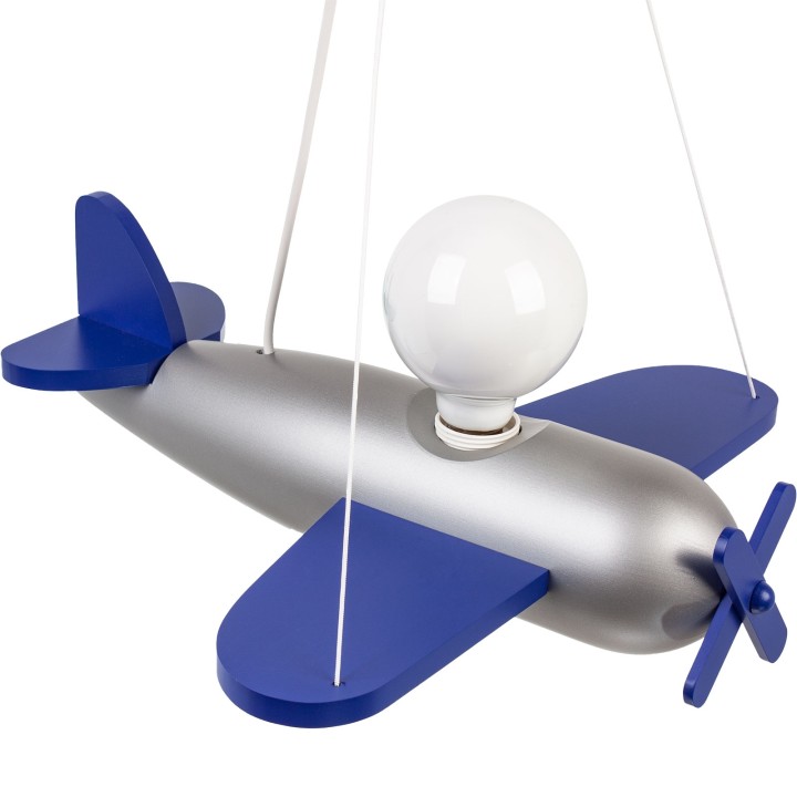 Pendelleuchte Flugzeug - silber/marineblau