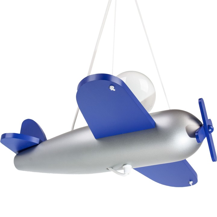 Pendelleuchte Flugzeug - silber/marineblau