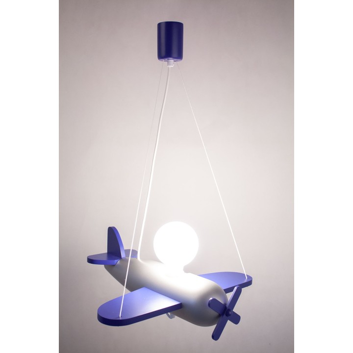 Pendelleuchte Flugzeug - silber/marineblau
