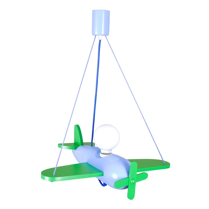 Pendelleuchte Flugzeug - blau/grün