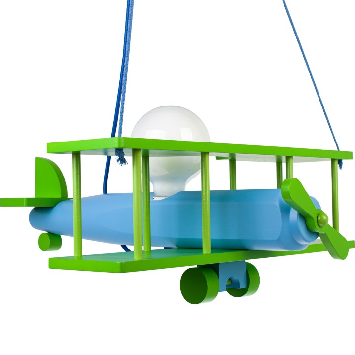 Hängeleuchte Flugzeug - groß, blau/grün