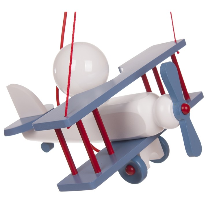 Kleine Pendelleuchte Flugzeug – weiß/blau