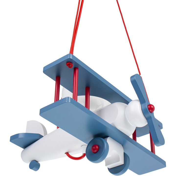 Kleine Pendelleuchte Flugzeug – weiß/blau