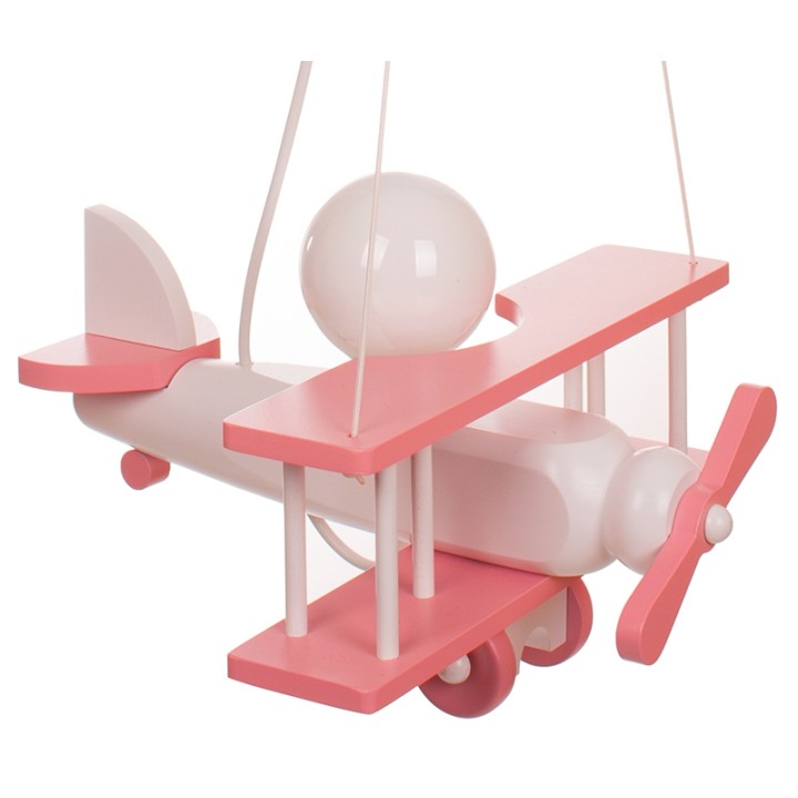 Kleine Pendelleuchte Flugzeug – weiß/rosa