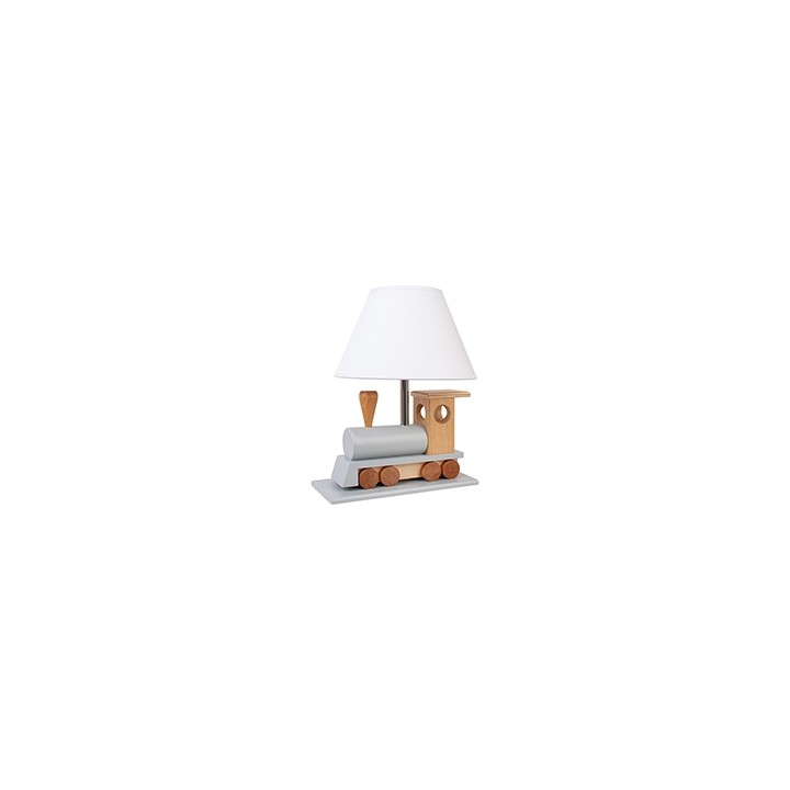 Tischlampe Lokomotive - grau/naturholz