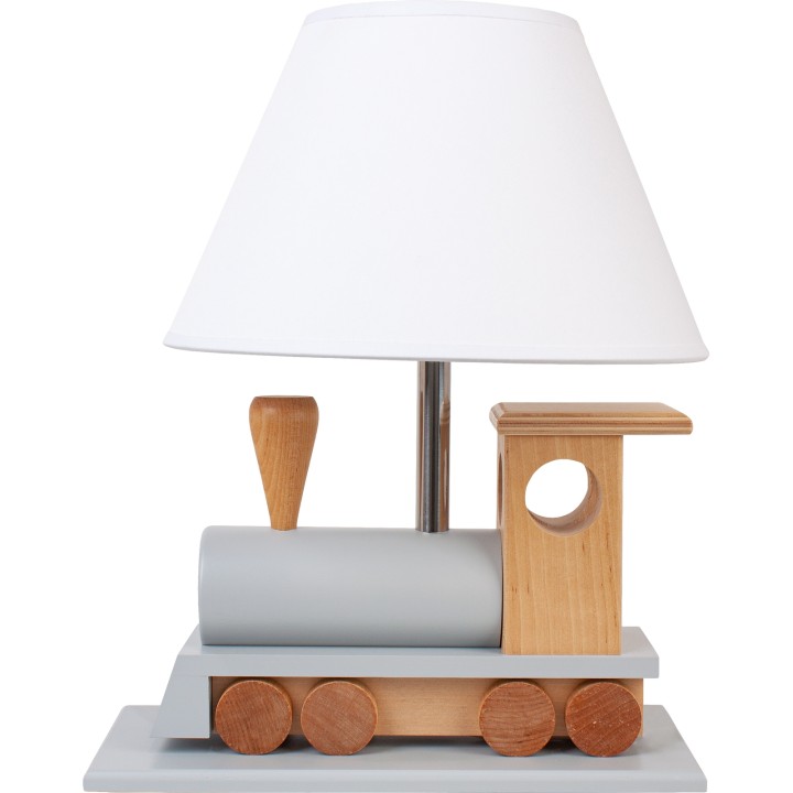 Tischlampe Lokomotive - grau/naturholz