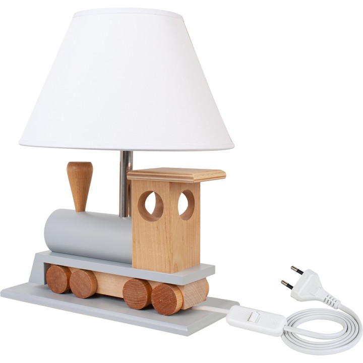 Tischlampe Lokomotive - grau/naturholz