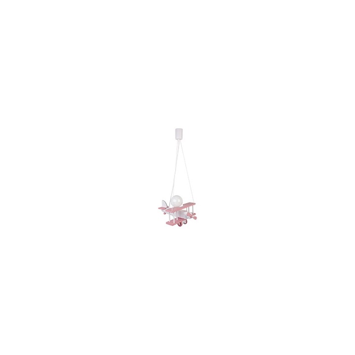 Kleine Pendelleuchte Flugzeug – weiß/rosa