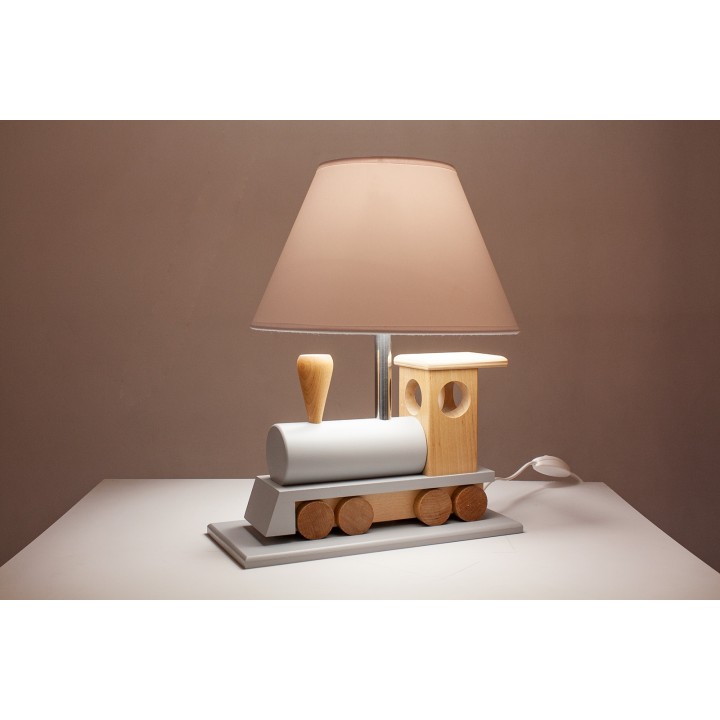 Tischlampe Lokomotive - grau/naturholz