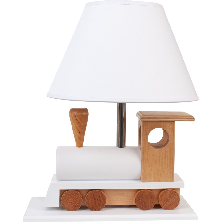 Tischlampe Lokomotive - weiß/naturholz