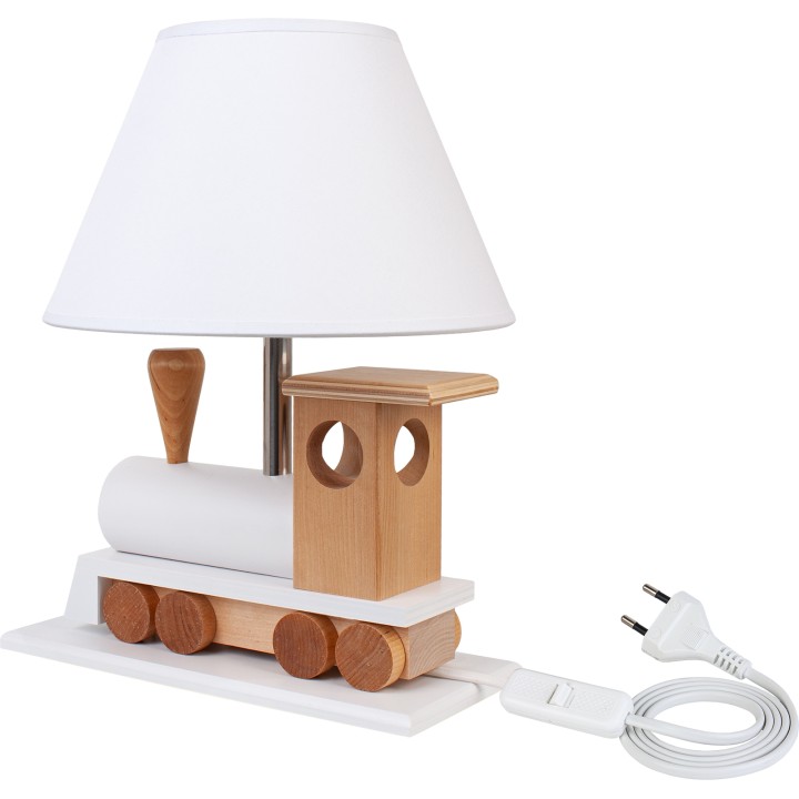 Tischlampe Lokomotive - weiß/naturholz