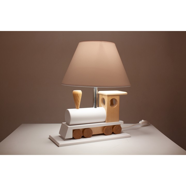 Tischlampe Lokomotive - weiß/naturholz
