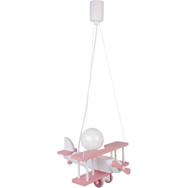 Kleine Pendelleuchte Flugzeug – weiß/rosa