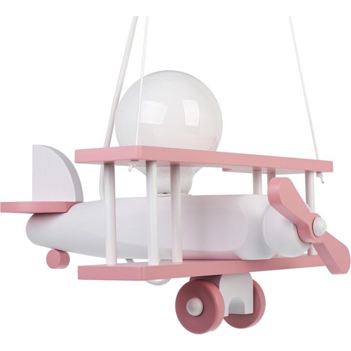 Kleine Pendelleuchte Flugzeug – weiß/rosa