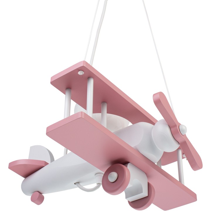 Kleine Pendelleuchte Flugzeug – weiß/rosa