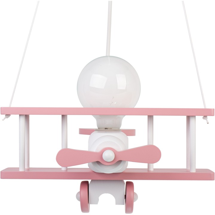 Kleine Pendelleuchte Flugzeug – weiß/rosa
