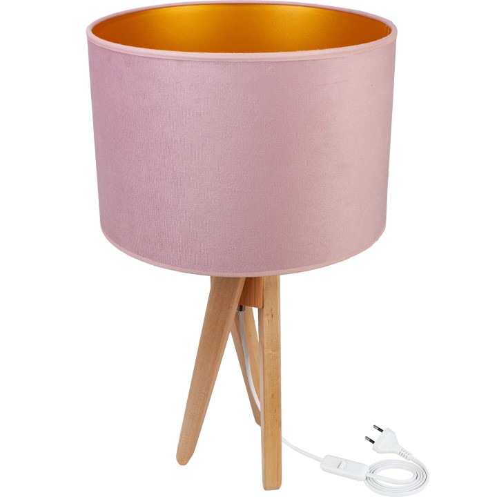 Tischlampe TRIVET (naturholz/zartrosa)