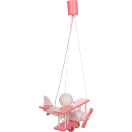 Kleine Pendelleuchte Flugzeug – weiß/rosa