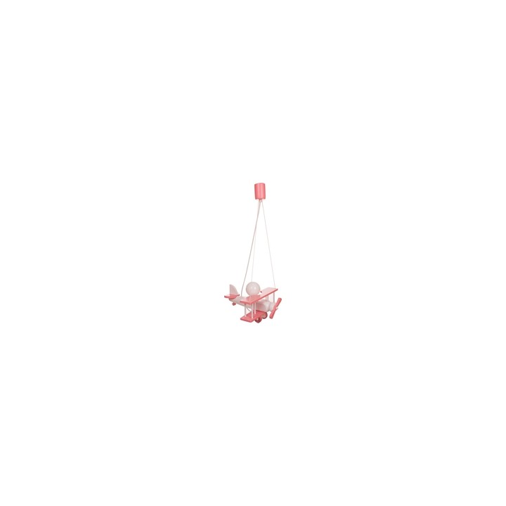 Kleine Pendelleuchte Flugzeug – weiß/rosa