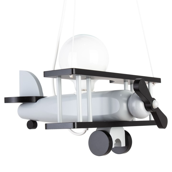 Kleine Pendelleuchte Flugzeug – grau/schwarz
