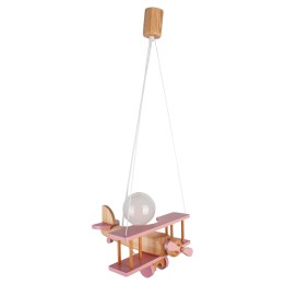 Kleine Pendelleuchte Flugzeug – natur/rosa