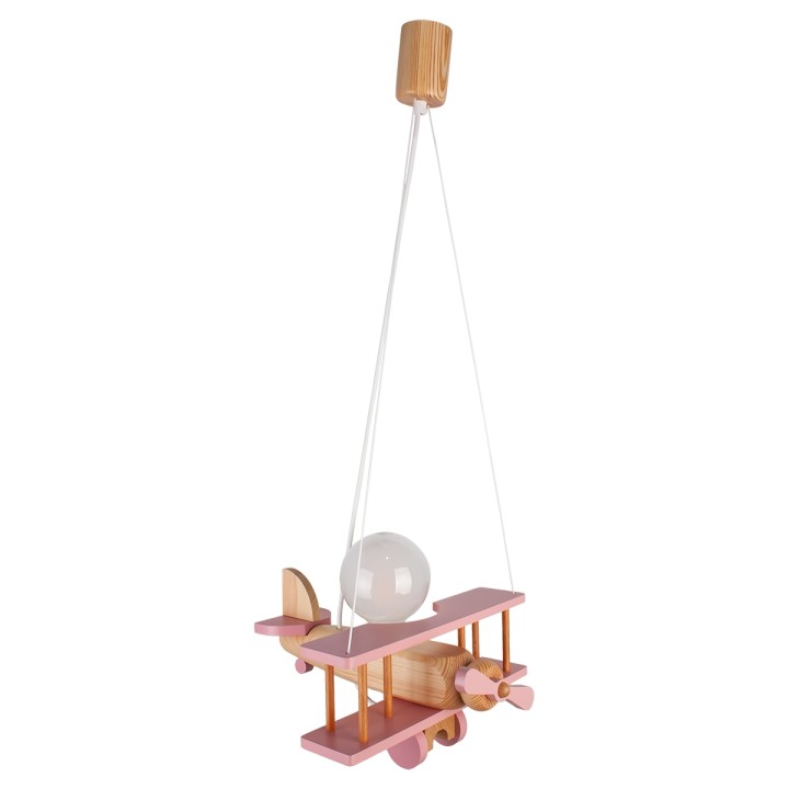 Kleine Pendelleuchte Flugzeug – natur/rosa
