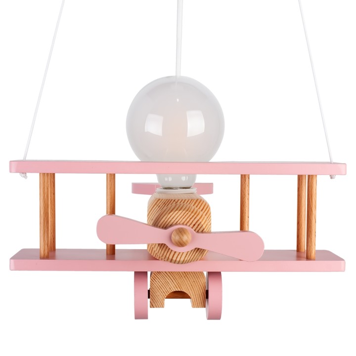 Kleine Pendelleuchte Flugzeug – natur/rosa