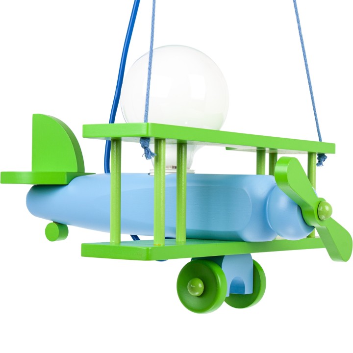 Kleine Pendelleuchte Flugzeug – blau/grün