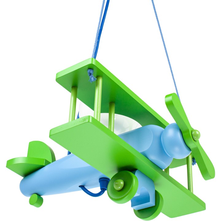 Kleine Pendelleuchte Flugzeug – blau/grün