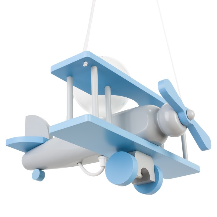 Kleine Flugzeug-Hängelampe – Grau/Blau