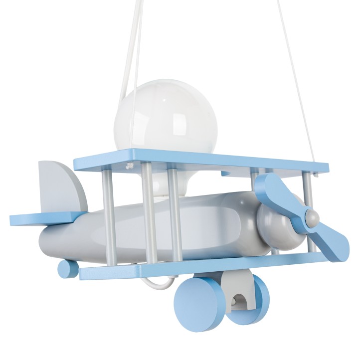 Kleine Flugzeug-Hängelampe – Grau/Blau