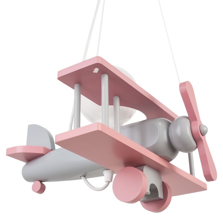 Kleine Flugzeug-Hängelampe – Grau/Rosa