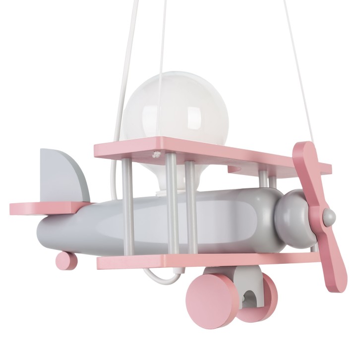 Kleine Flugzeug-Hängelampe – Grau/Rosa