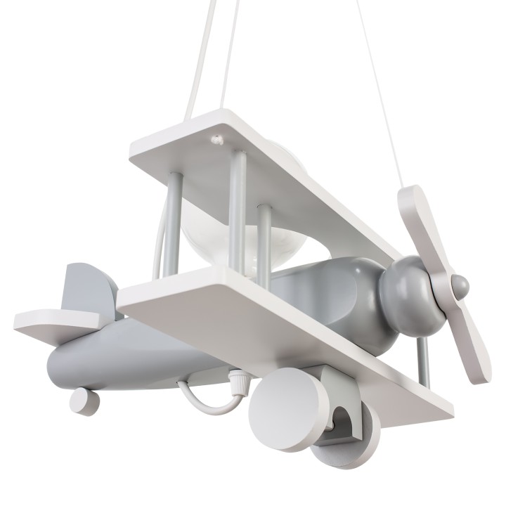 Kleine Flugzeug-Hängelampe – Grau/Weiß