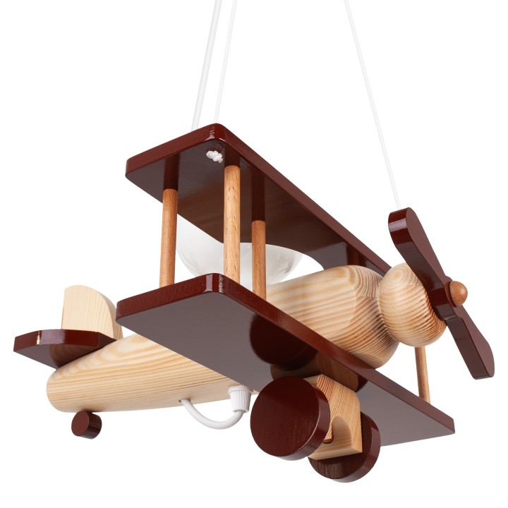 Kleine Pendelleuchte Flugzeug – natur/braun