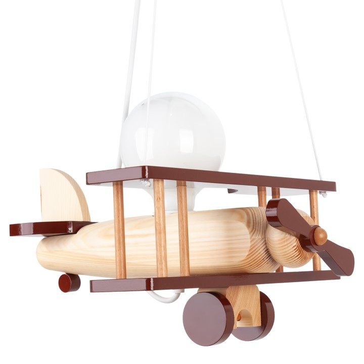 Kleine Pendelleuchte Flugzeug – natur/braun