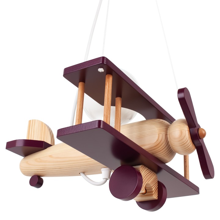 Kleine Pendelleuchte Flugzeug – natur/violett
