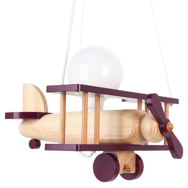 Kleine Pendelleuchte Flugzeug – natur/violett