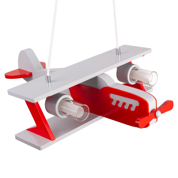 Flugzeug-Pendelleuchte Falcon  – grau und rot