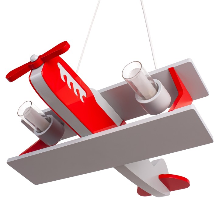 Flugzeug-Pendelleuchte Falcon  – grau und rot