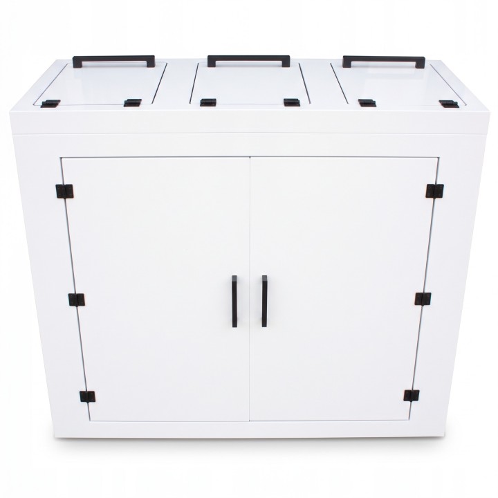 Abfalltrennsystem mit 3 Fächern aus Dibond, 3 x 120 l