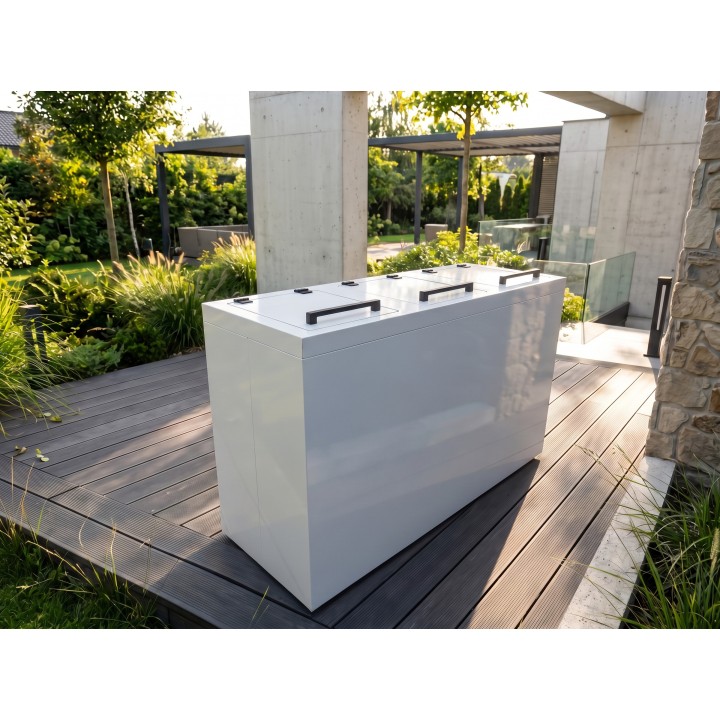Abfalltrennsystem mit 3 Fächern aus Dibond, 3 x 120 l