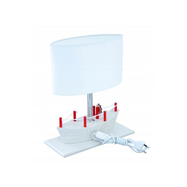 Tischlampe für Kinder  - Schiff , weiß/rot