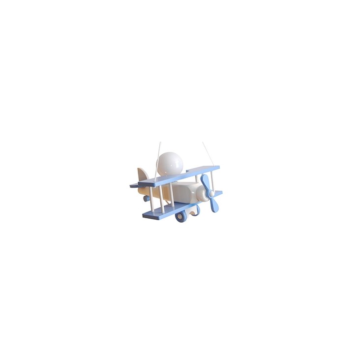 Kleine Pendelleuchte Flugzeug – weiß/himmelblau