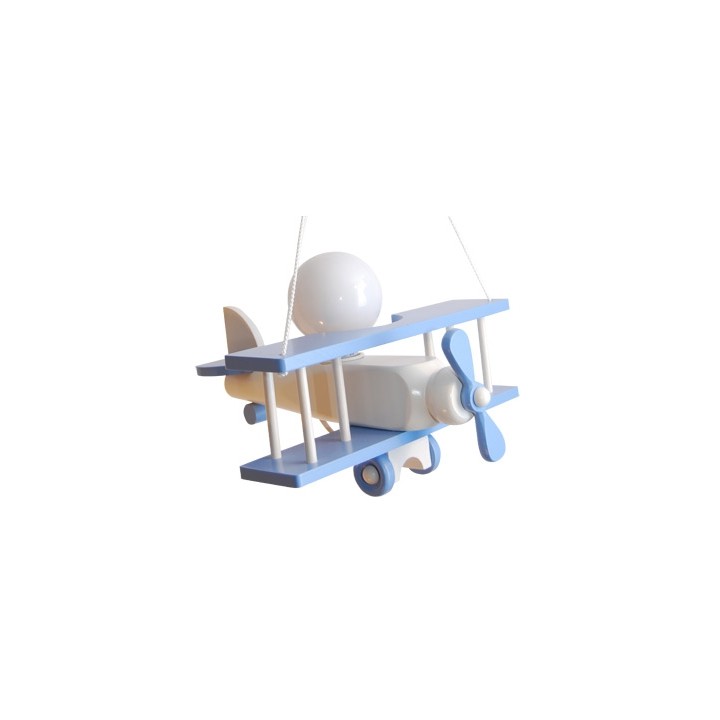 Kleine Pendelleuchte Flugzeug – weiß/himmelblau