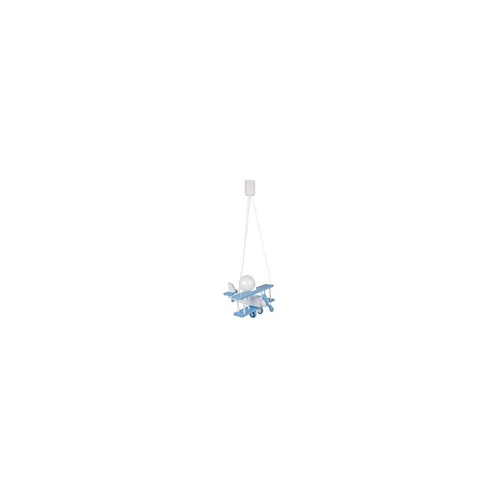 Kleine Pendelleuchte Flugzeug – weiß/himmelblau