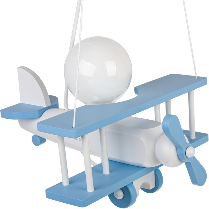 Kleine Pendelleuchte Flugzeug – weiß/himmelblau